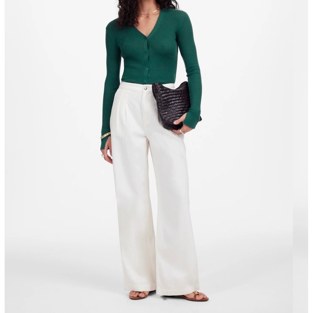 Madewell Harlow Wide-Leg Trouser Jean Off-White High Rise Size 31 NWT NU034